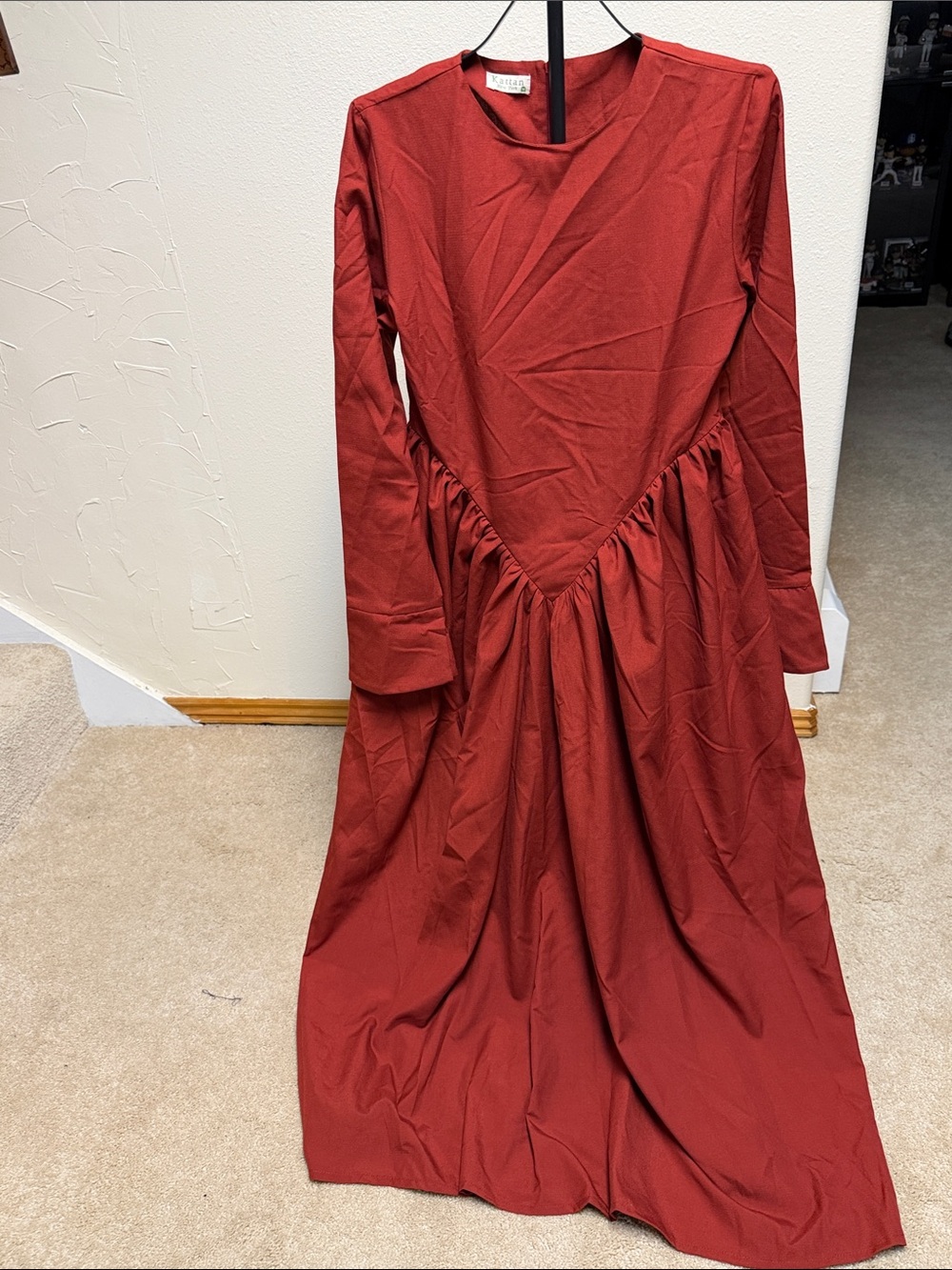 Long Sleeve Rust Red l Dress - Women's Classic Style